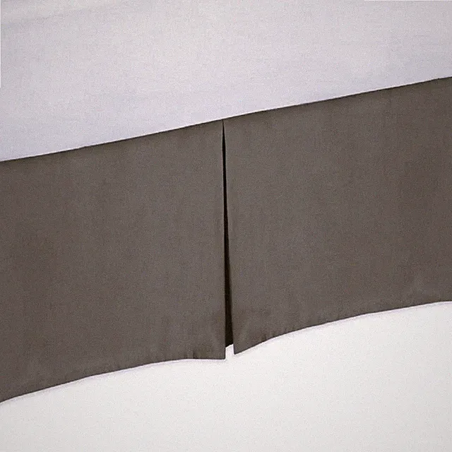 4 Sided Tailored Pleated Bed Skirt Solid Gray 625 TC Cotton Split / Open Corner