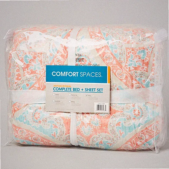 BRAND NEW Comfort Spaces Bed in A Bag, Damask Coral 9Pc, Full.