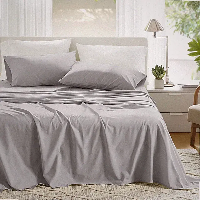Comfort Spaces 100 Cotton Sheet Set Breathable, Lightweight, Soft with 14 Ela...