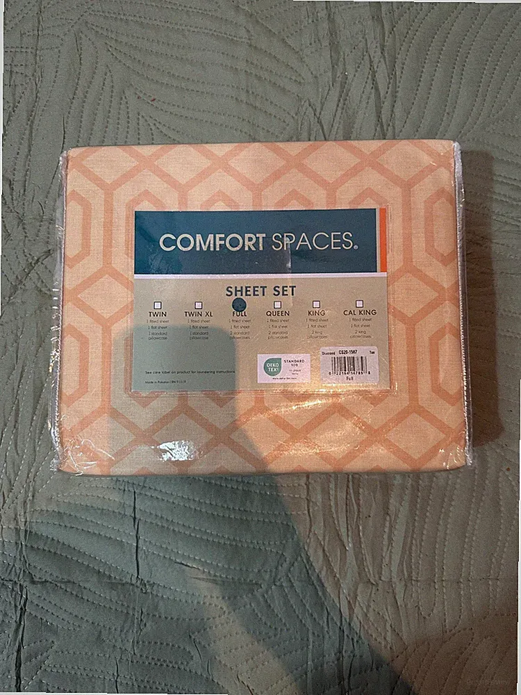 Comfort Spaces 100% Cotton Sheets Full, Diamond Orange 4 Piece