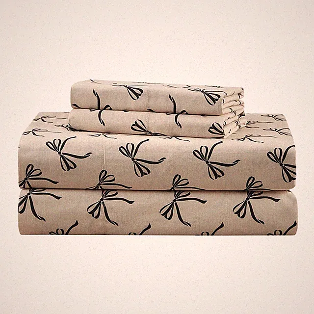 Comfort Spaces 100% Cotton Sheets Queen, Breathable, Bow Black/Taupe