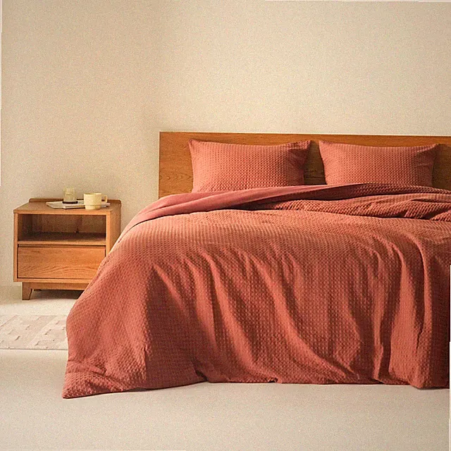 Comfort Spaces Burnt Orange Queen Duvet Cover Set - 2 Pieces Breathable Dotted W