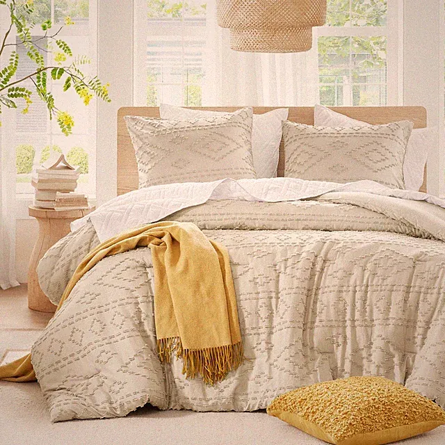 Comfort Spaces Comforter for King Size Bed, Geometric Diamond Tufted Boho Comfor