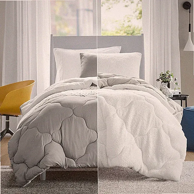 Comfort Spaces Comforter Set, Chic Reversible Twin/Twin XL, Grey/White
