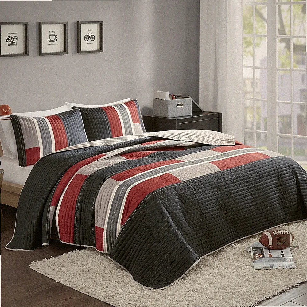 Comfort Spaces CS14-0864 3 Piece Quilt Coverlet Bedspread All Season Lightwe...