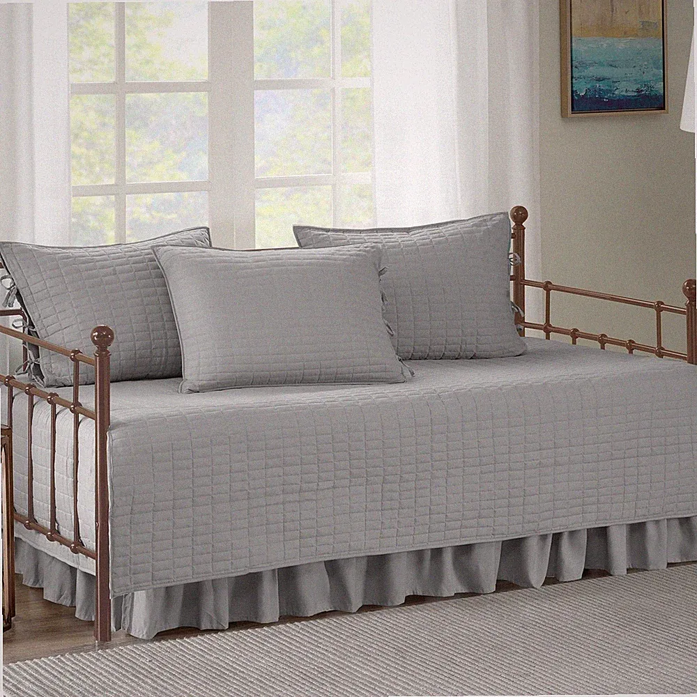 Comfort Spaces Daybed Cover - Luxe Double Sided-Quilting Kienna Grey 75"x39" 5