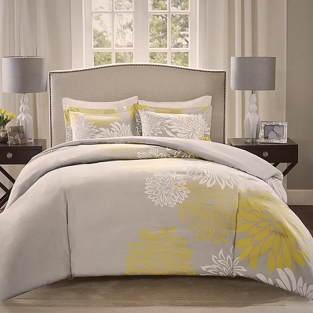Comfort Spaces Enya Comforter Set-Modern Floral Design All Season Down Altern...