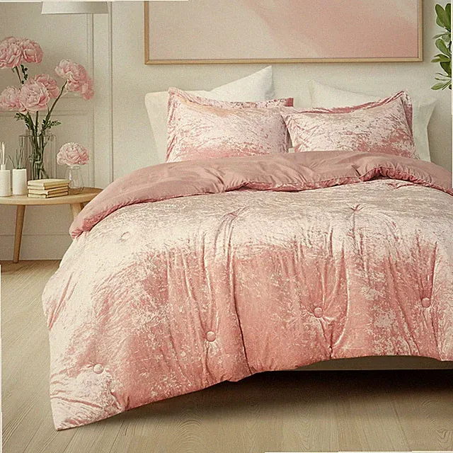 Comfort Spaces Juliette Luxe Comforter Set Velvet Full/Queen, Blush