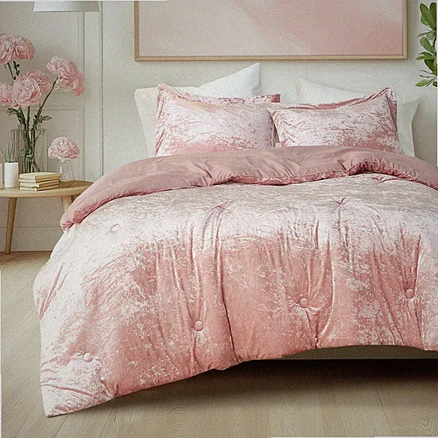 Comfort Spaces Juliette Luxe Comforter Set Velvet Lush King, Blush