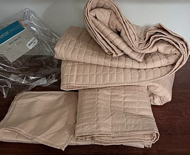 Comfort Spaces - Kienna Quilt Mini Set - 3 Piece - Blush - Stitched Quilt, King