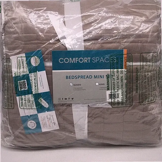 Comfort Spaces Kienna Quilt Mini Set 3 Piece Stitched Pattern Queen Taupe