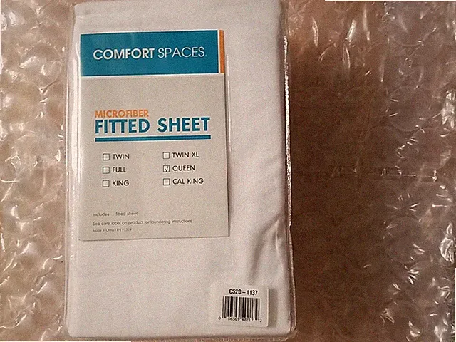 Comfort Spaces Microfiber Bed Fitted Sheet Queen Size White