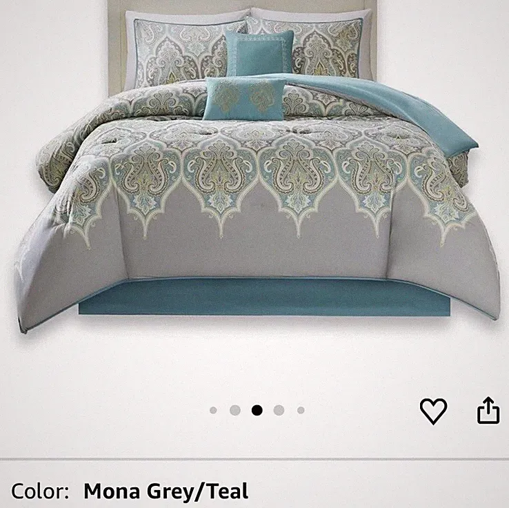 Comfort Spaces Mona Teal Paisley Queen Duvet Set W Insert Shams PLUS extras-Read