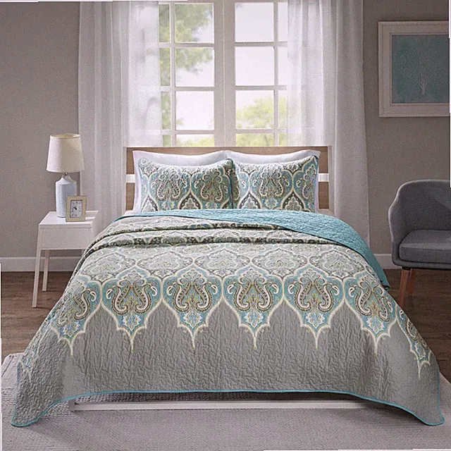 Comfort Spaces Quilt Set-Trendy Paisley Summer Cover, Cozy Coverlet Lightweight