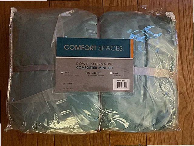 NEW Comfort Spaces Down Alternative Comforter Mini Set Full/Queen, Sky Blue