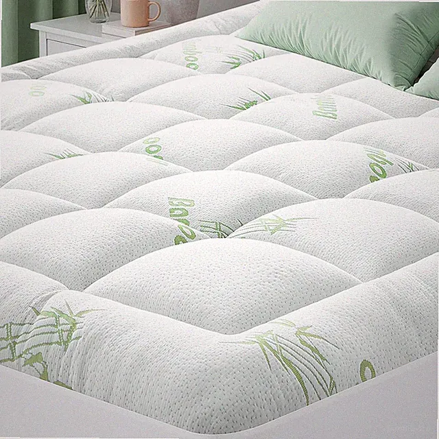 Thick Bamboo Viscose Mattress Pad Cooling Quilted Pillowtop Deep Elastic Pocket
